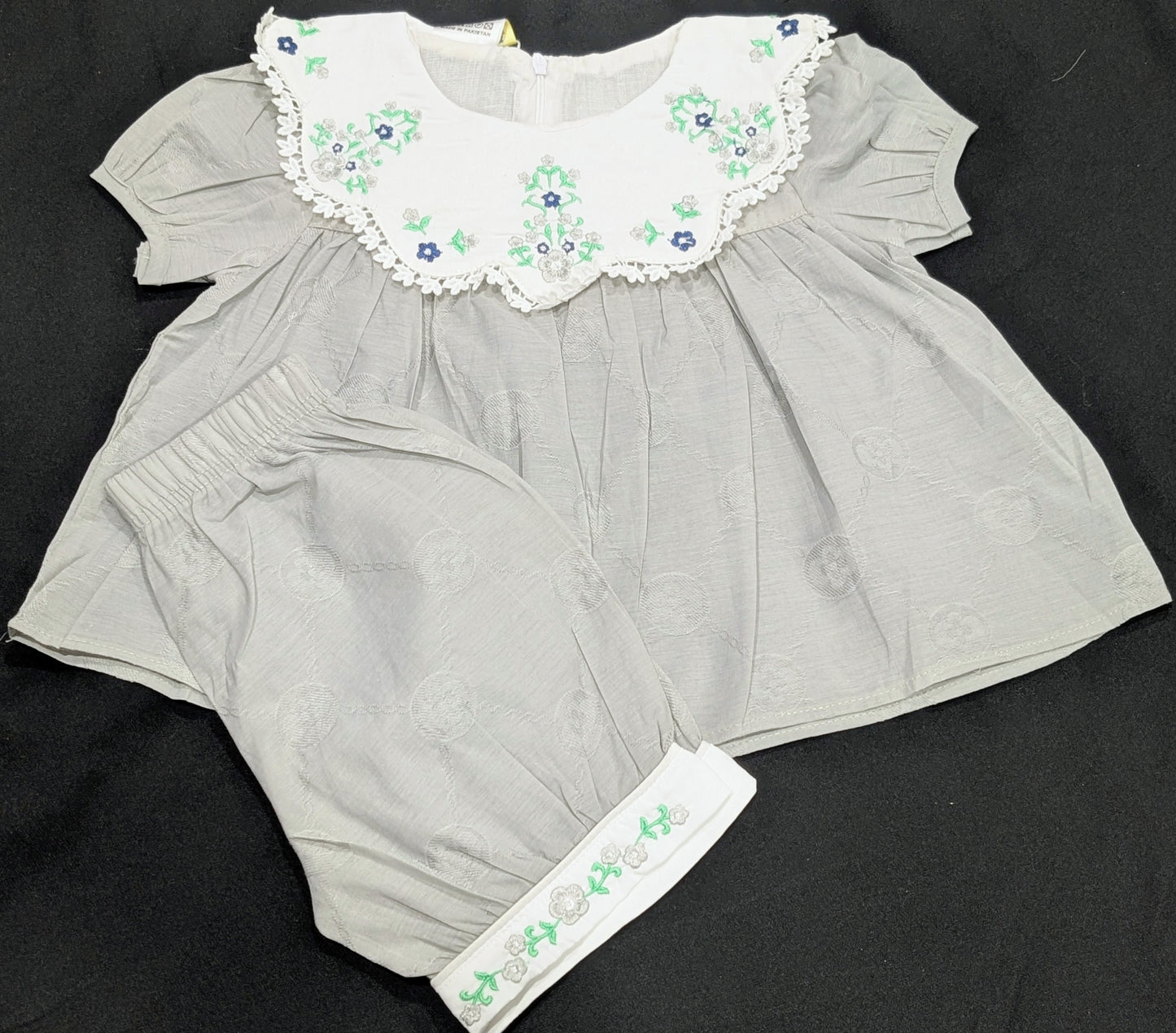 Stylish cotton embroidered frock and pajama sets for baby girls
