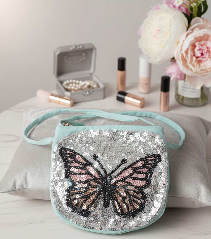 Butterfly motif shimmery bags for girls